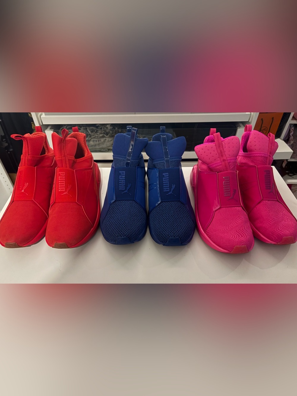 Puma fierce Women's Slip-On Sneakers in Red, Blue and Pink